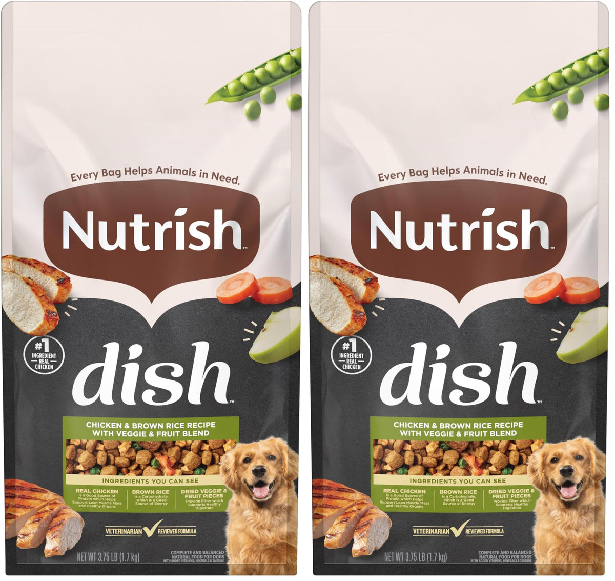 Natural Dry Dog Food Chicken & Brown Rice 3.75 Pound Bag Pack of 2 C58090