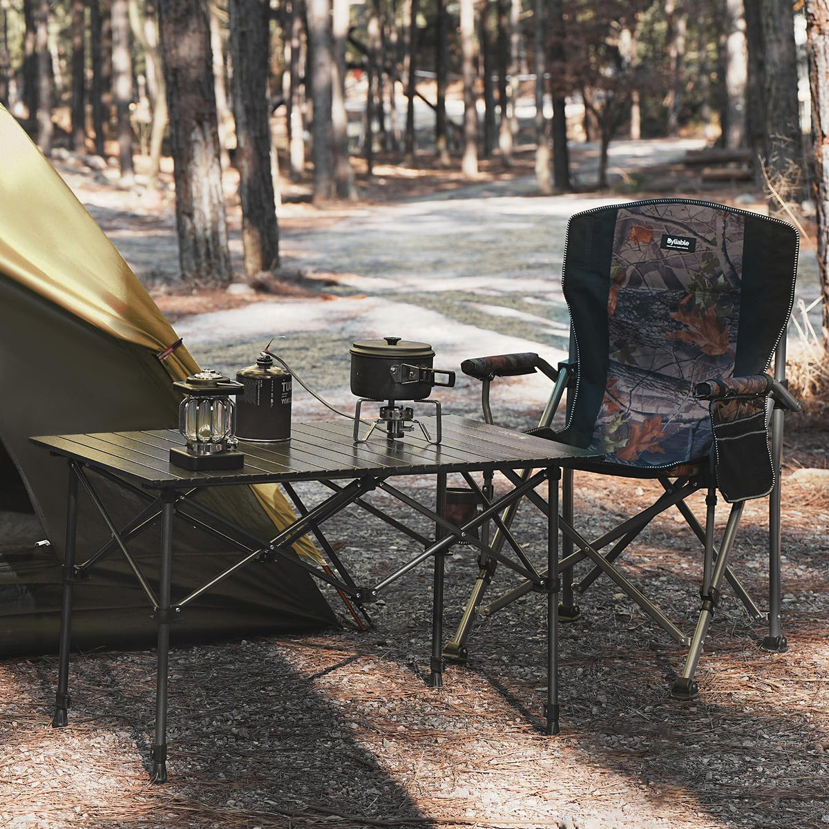 Folding Camping Table Aluminum Adjustable Height Black T756997