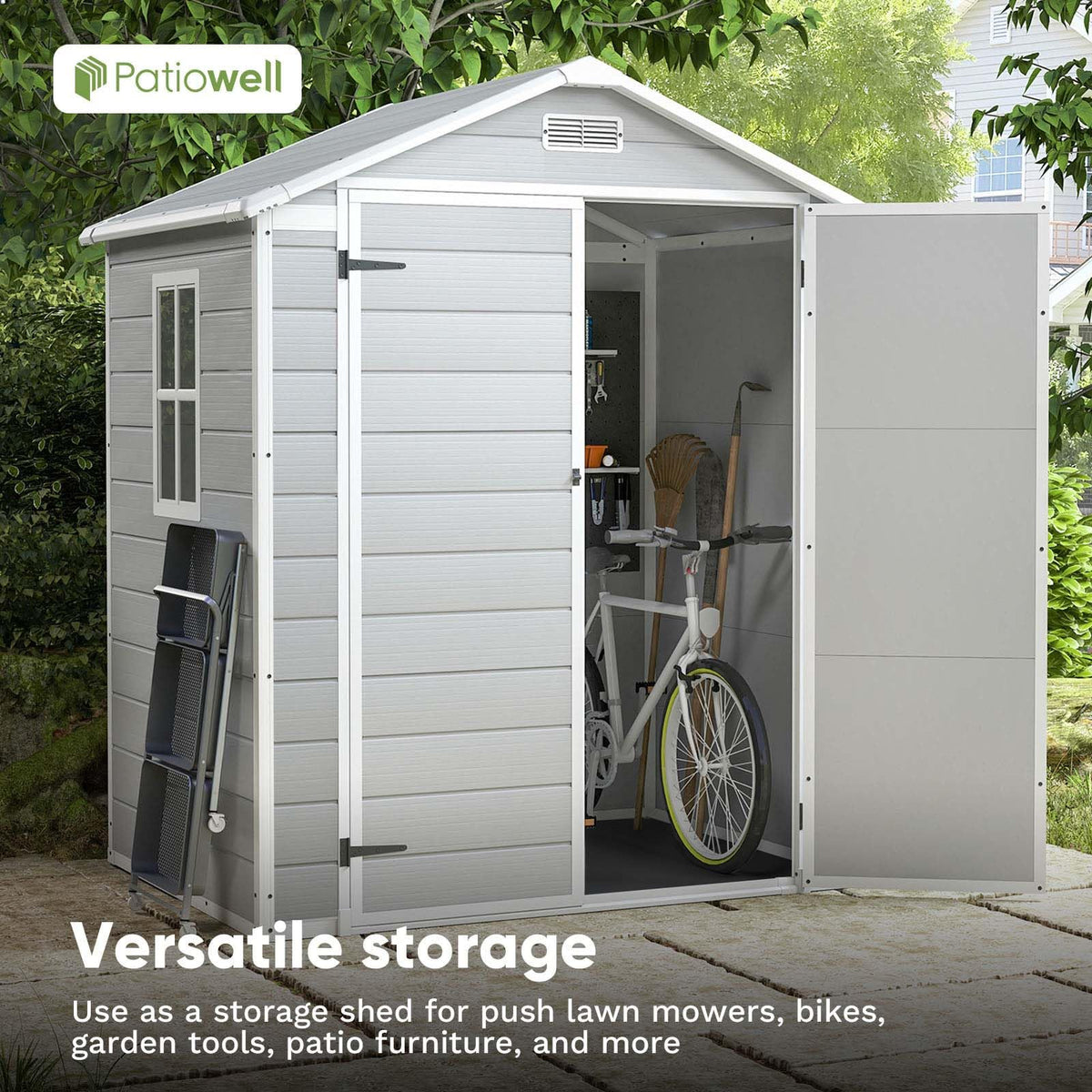 6x4 FT Resin Outdoor Storage Shed with Floor O2492