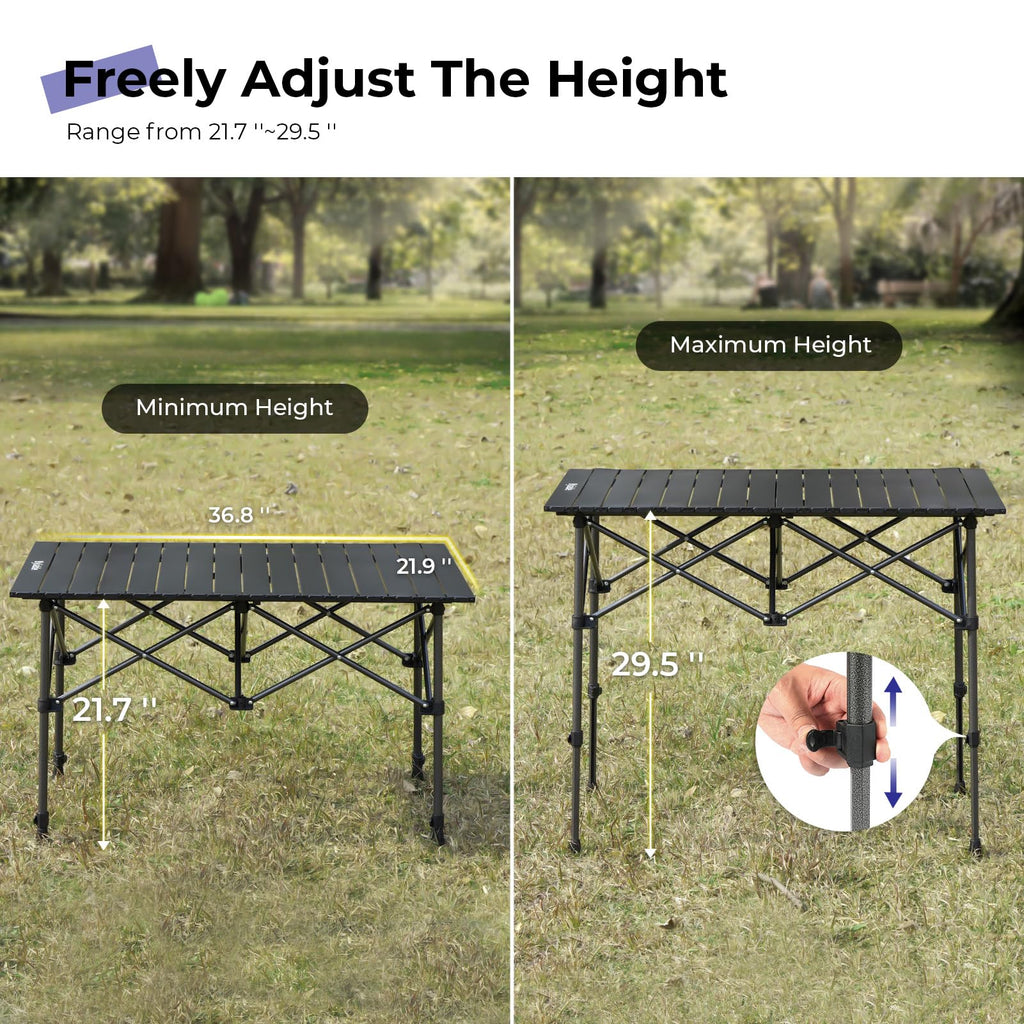 Folding Camping Table Aluminum Adjustable Height Black T756997