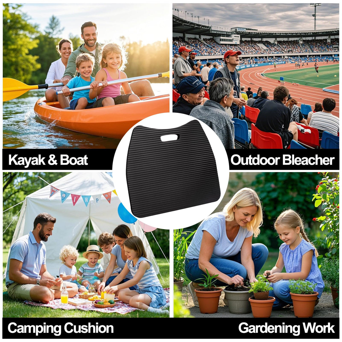 4 Pack Waterproof Portable Foam Stadium Seat Cushion with Handle F23353