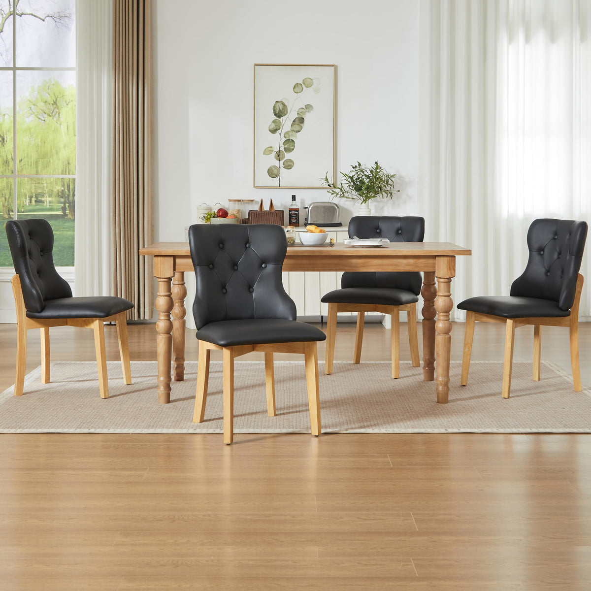Black Upholstered Dining Chairs Set of 4 PU Leather X450432