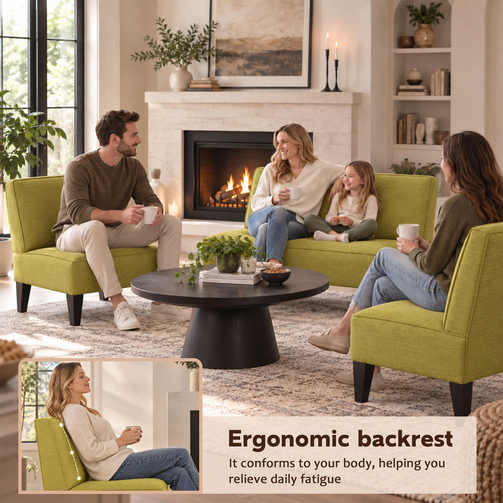 Green Upholstered Accent Chair Set of 2 W24964