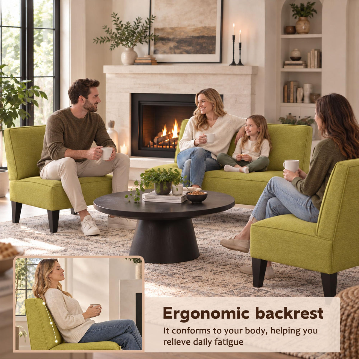 Green Upholstered Accent Chair Set of 2 W24964