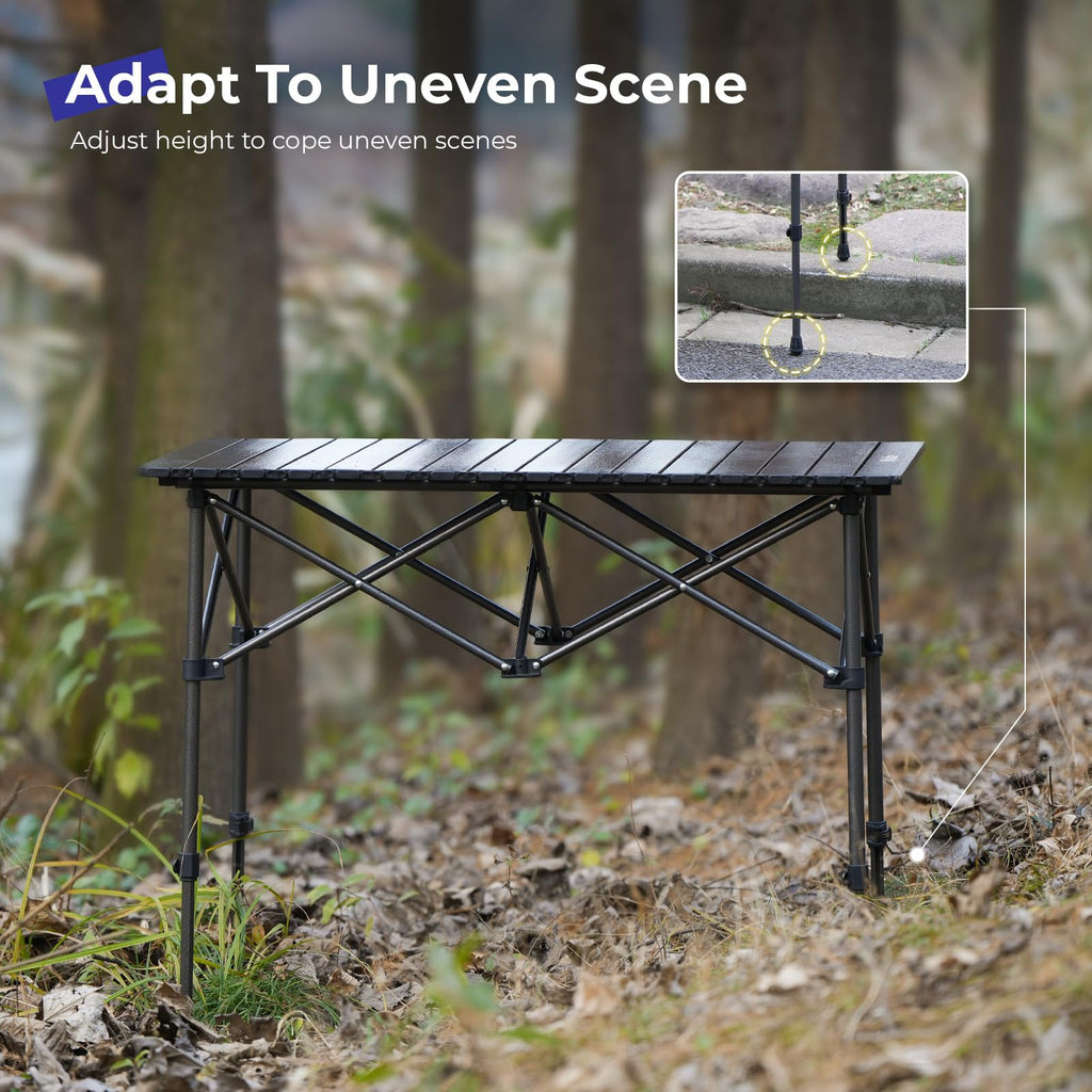 Folding Camping Table Aluminum Adjustable Height Black T756997