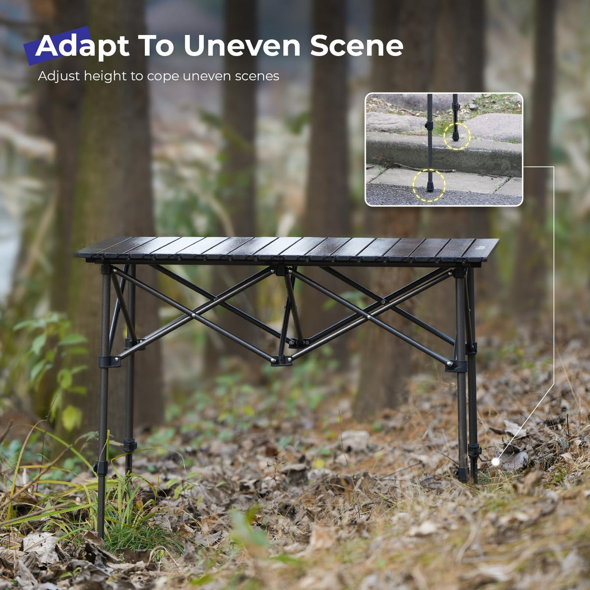Folding Camping Table Aluminum Adjustable Height Black T756997