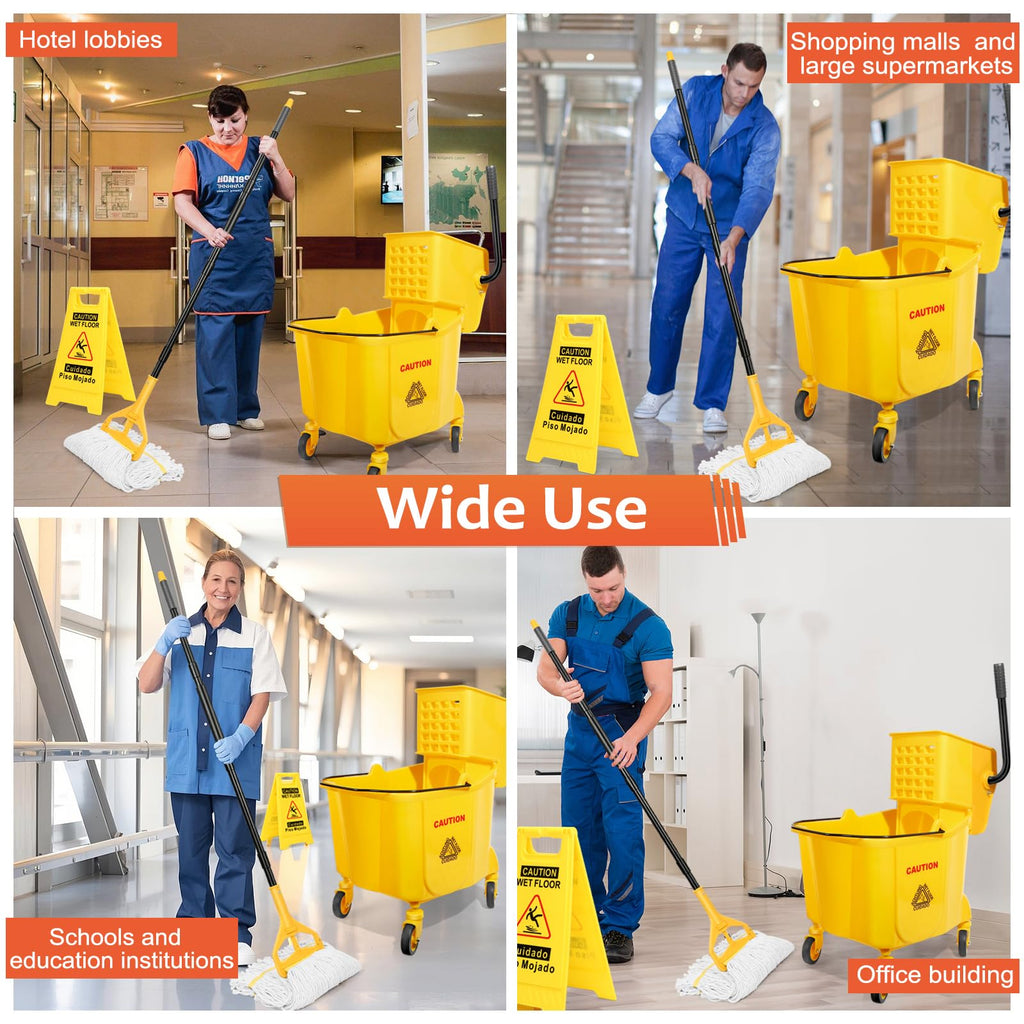35 Qt Mop Bucket with Side Press Wringer on Wheels Y290