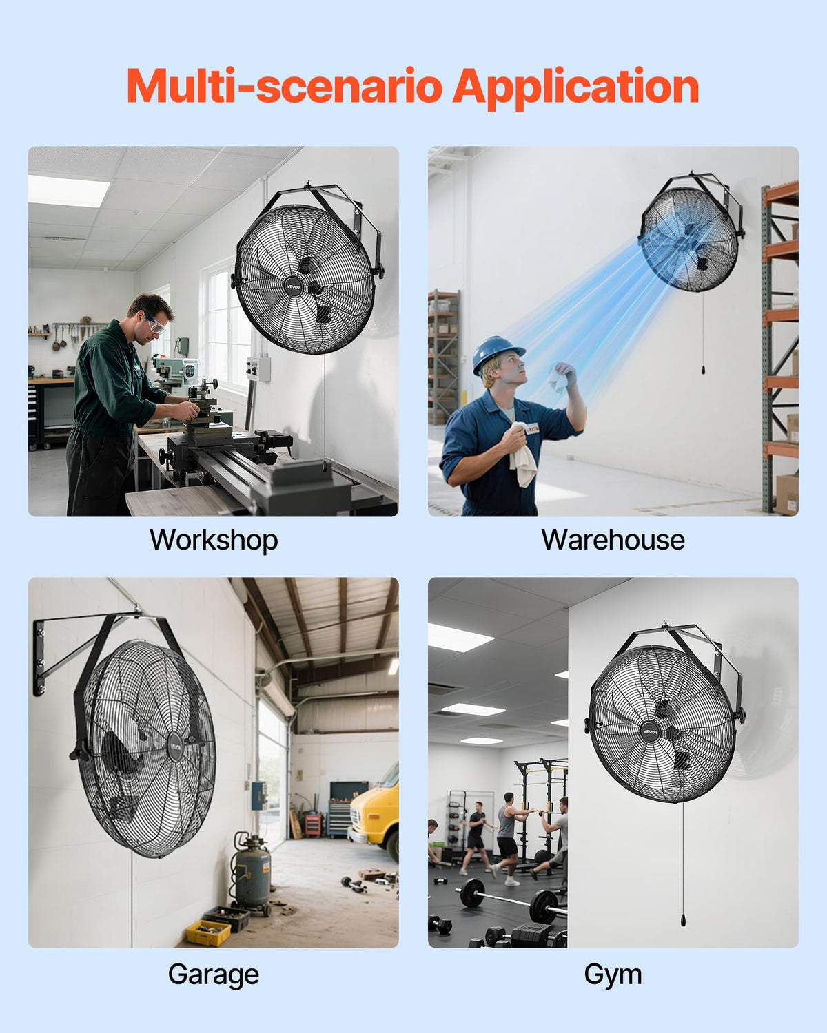 20 Inch Industrial Wall Mount Fan 3 Speeds B7674