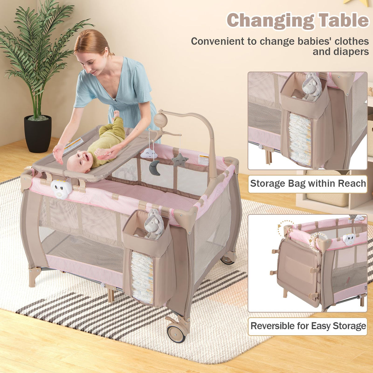 3 in 1 Portable Baby Playard with Bassinet and Changing Table C1635