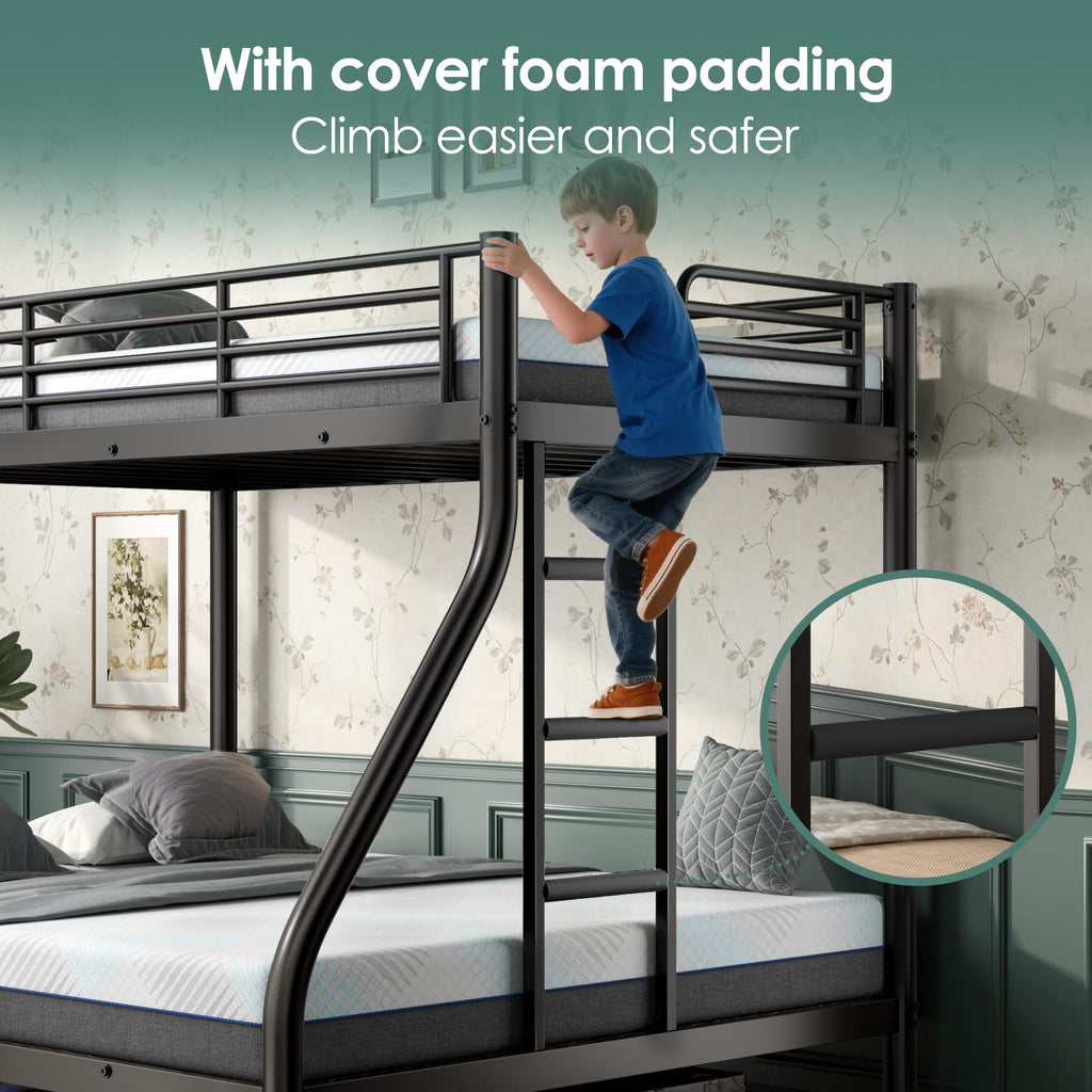 Twin XL Over Full Bunk Bed with Mattresses, Black N183686