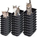 30 Pcs Disposable Plastic Cat Litter Trays 3 Sizes Black Q9219