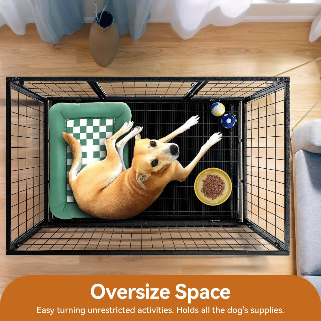48 inch Wire Dog Crate with Lockable Wheels and Removable Tray Y332