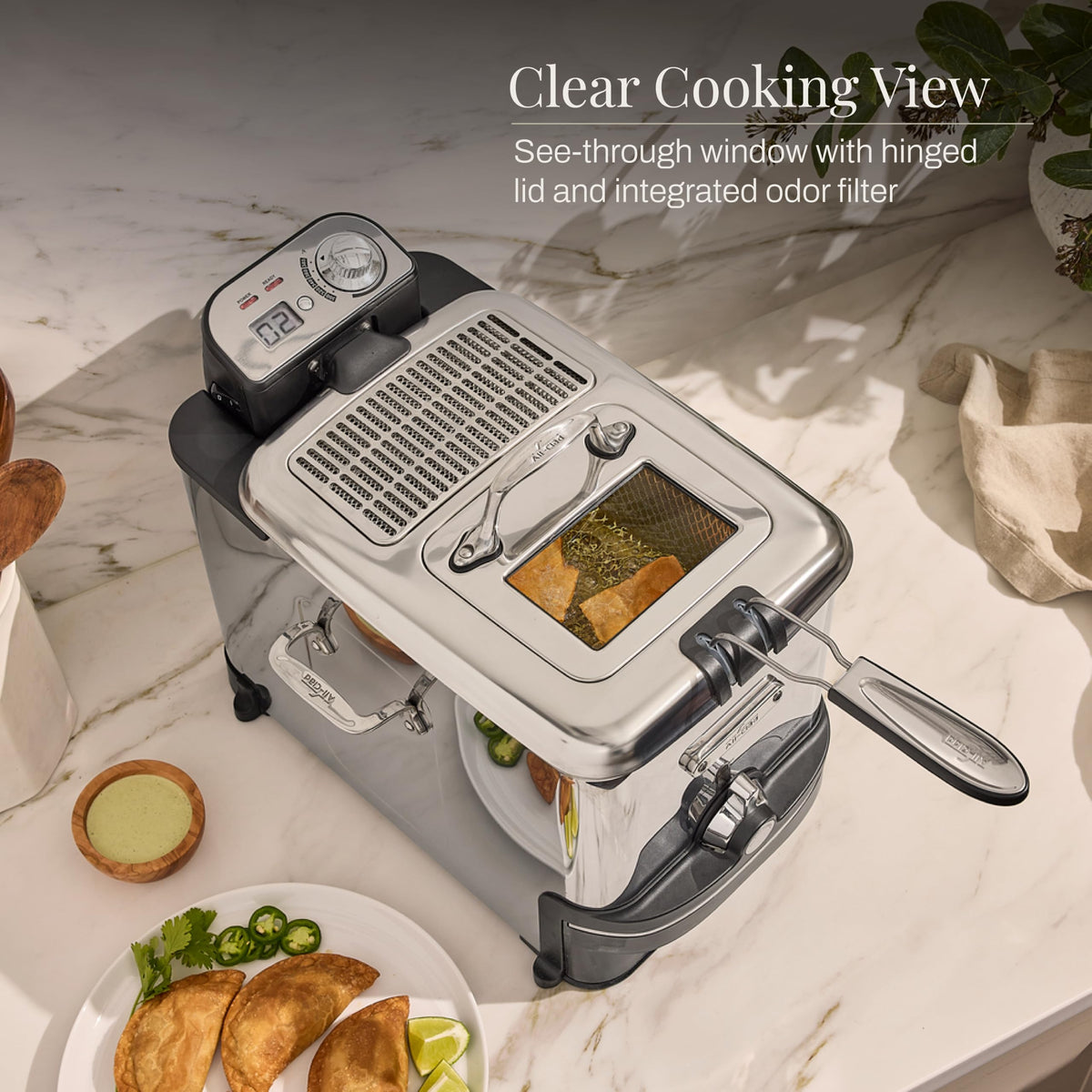 Electric Deep Fryer with Basket and Lid, Stainless Steel, 1700W G30120