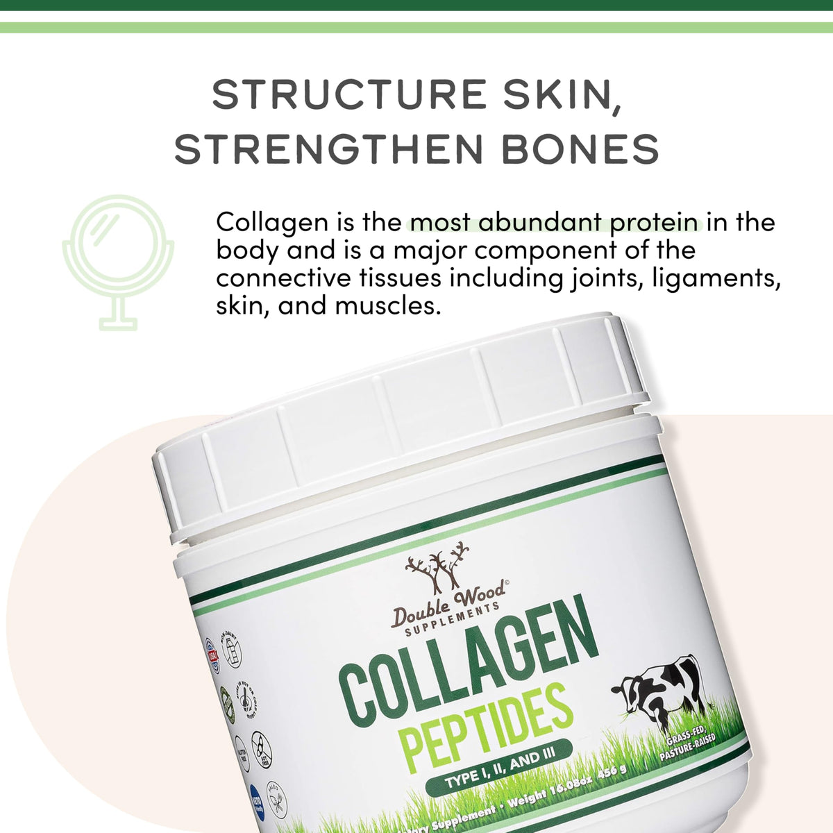 Collagen Peptides Powder Type I II III 16 oz S41254