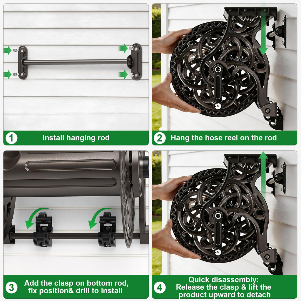 Wall Mount Metal Garden Hose Reel I1250