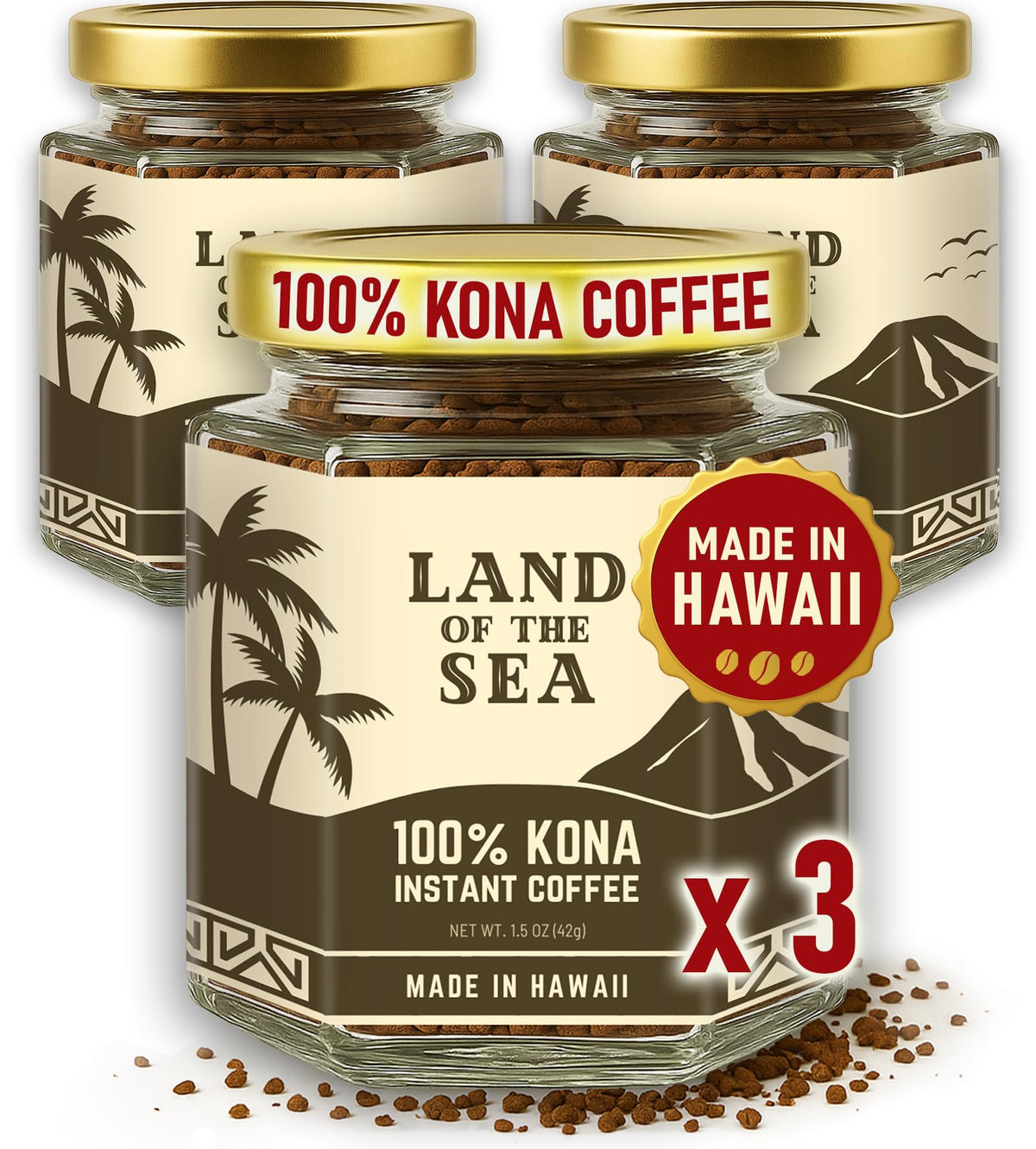 Hawaiian Instant Coffee 3 Packs Medium Roast Freeze Dried Arabica K94453