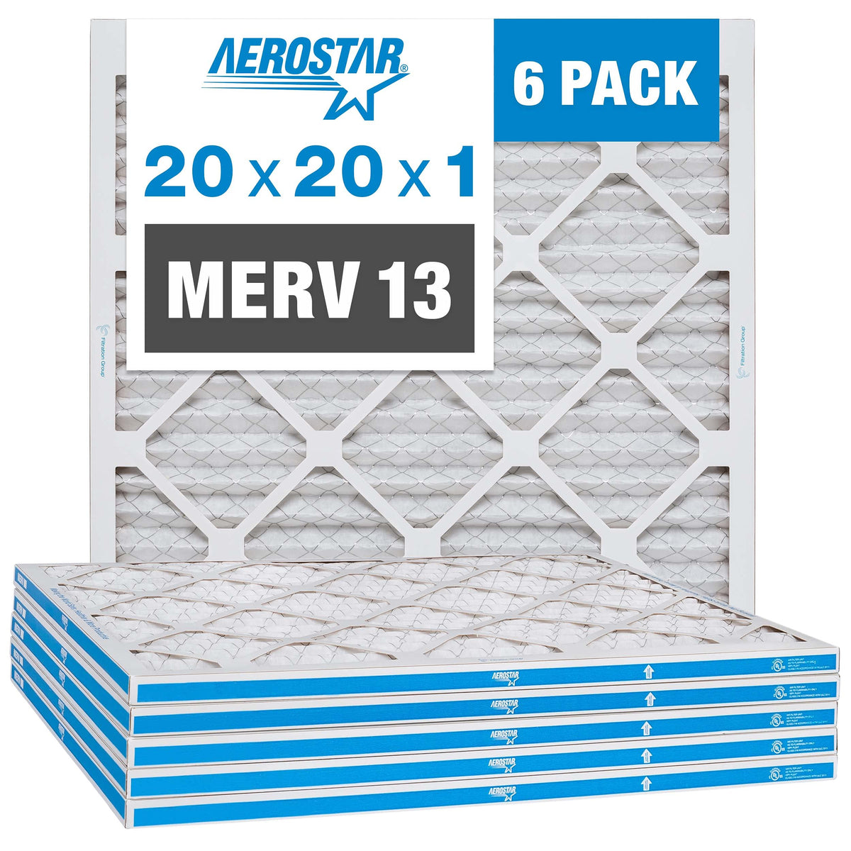 20-Inch 3-Speed Box Fan & 20x20x1 MERV 13 Pleated Air Filter 6 Pack A554305