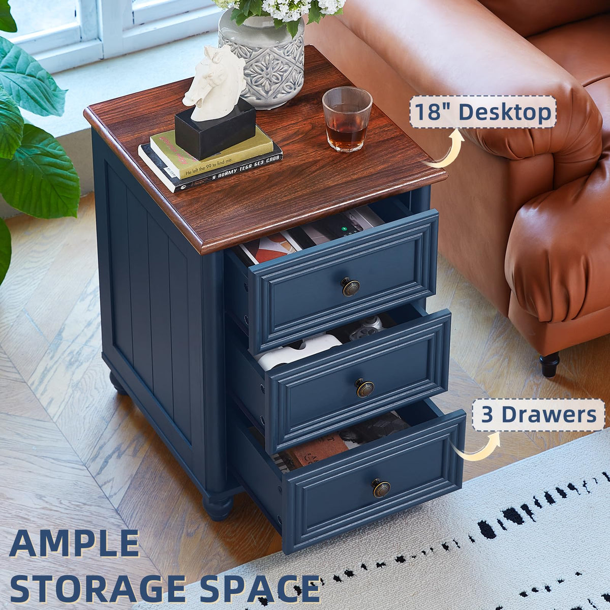 18" Night Stand with 3 Drawers Q8604