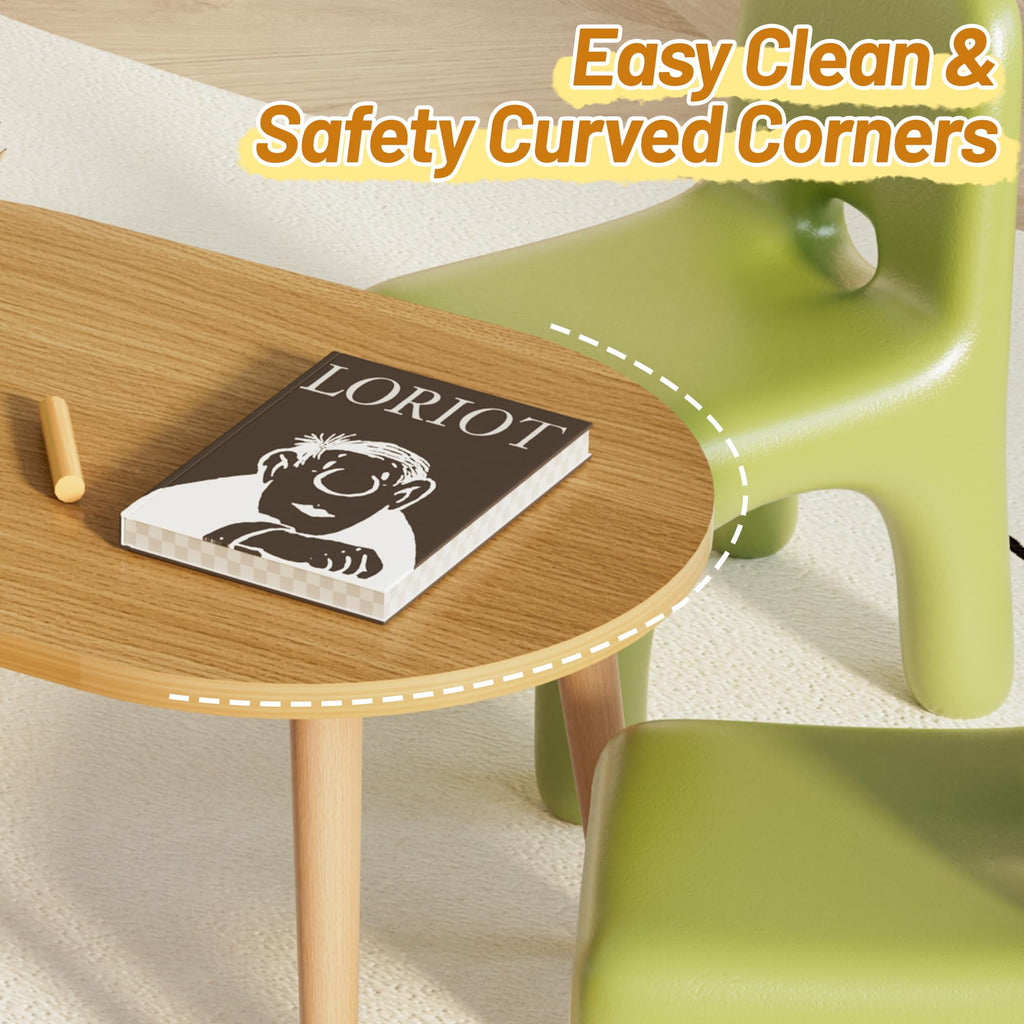 Small Oval Coffee Table with Solid Wood Legs Z8198