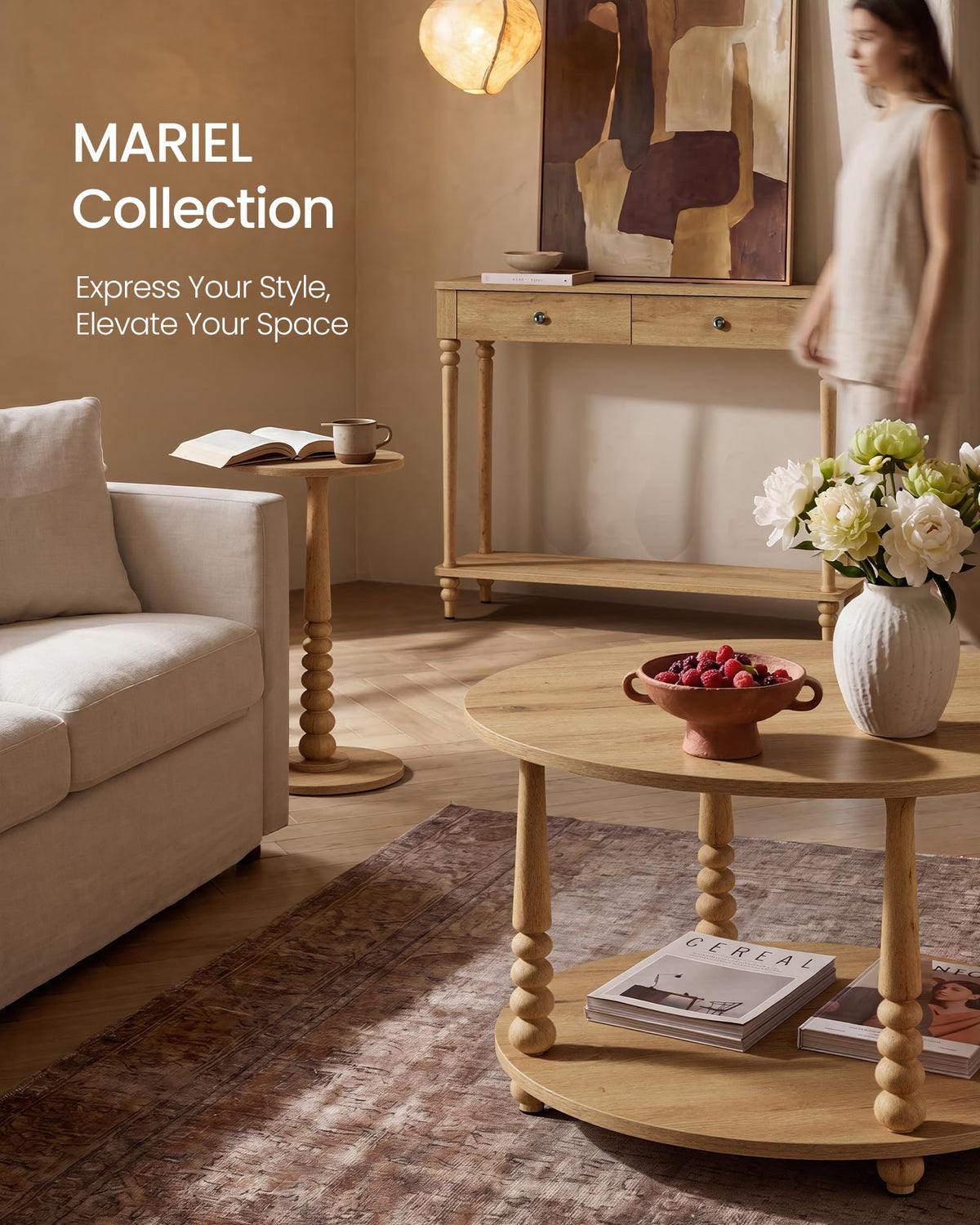 2-Tier Round Coffee Table with Storage X5382