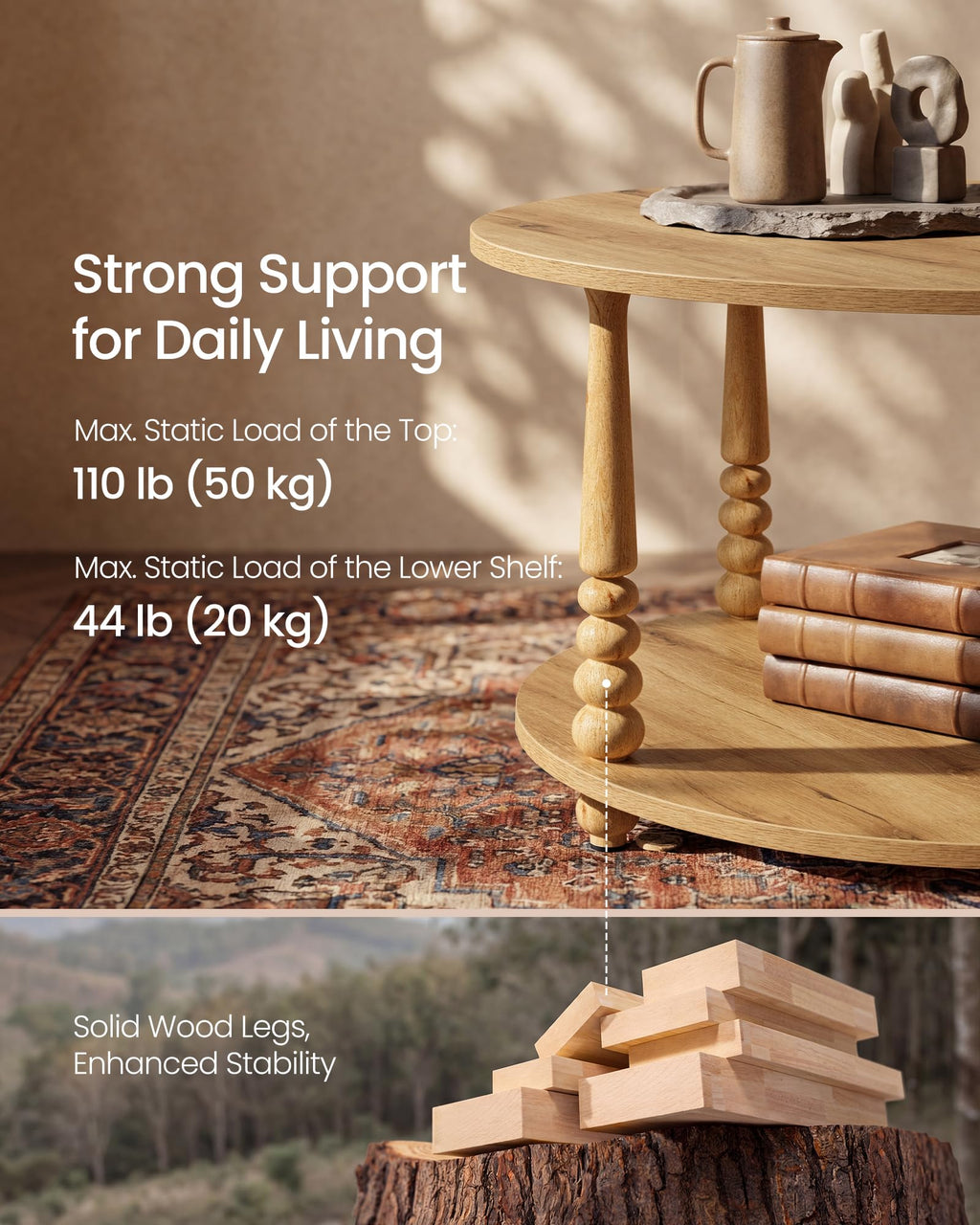 2-Tier Round Coffee Table with Storage X5382