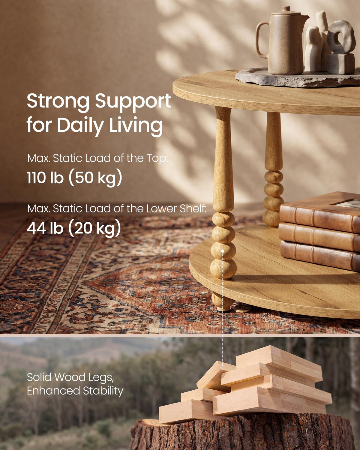 2-Tier Round Coffee Table with Storage X5382