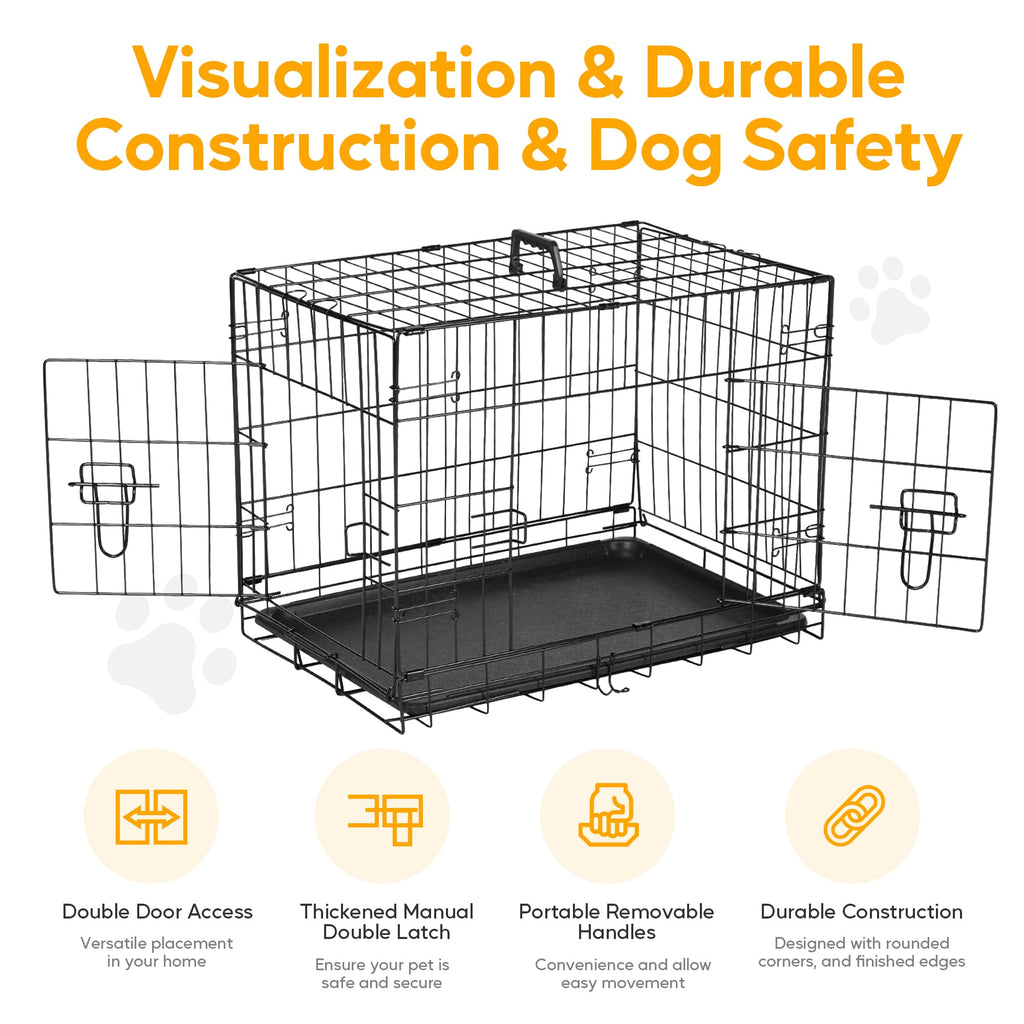 48 Inch Double Door Folding Metal Dog Crate with Divider Q260