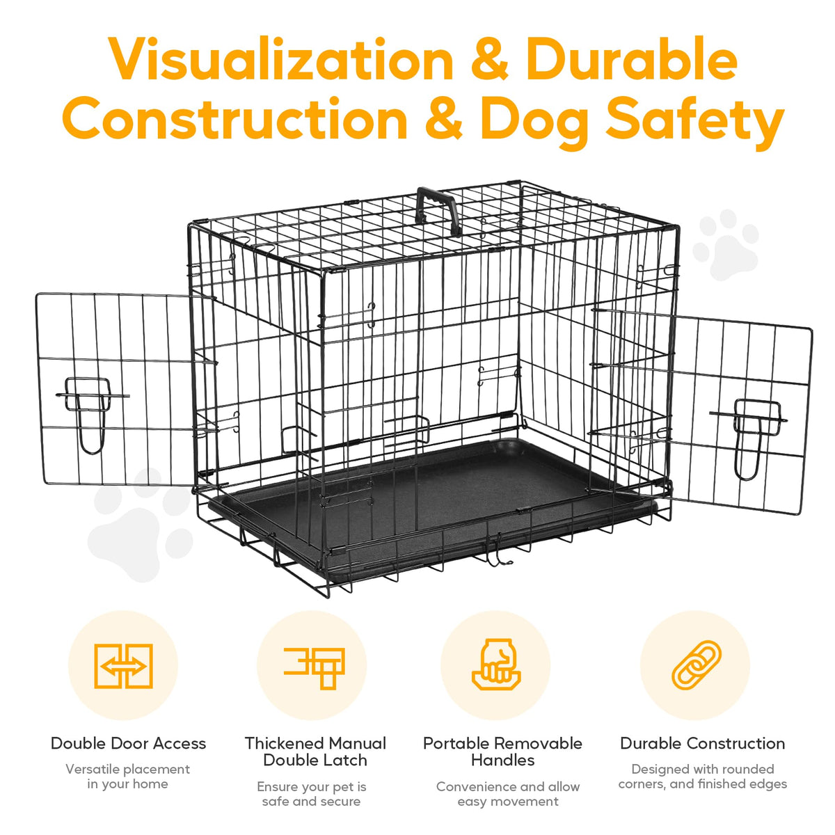 48 Inch Double Door Folding Metal Dog Crate with Divider Q260