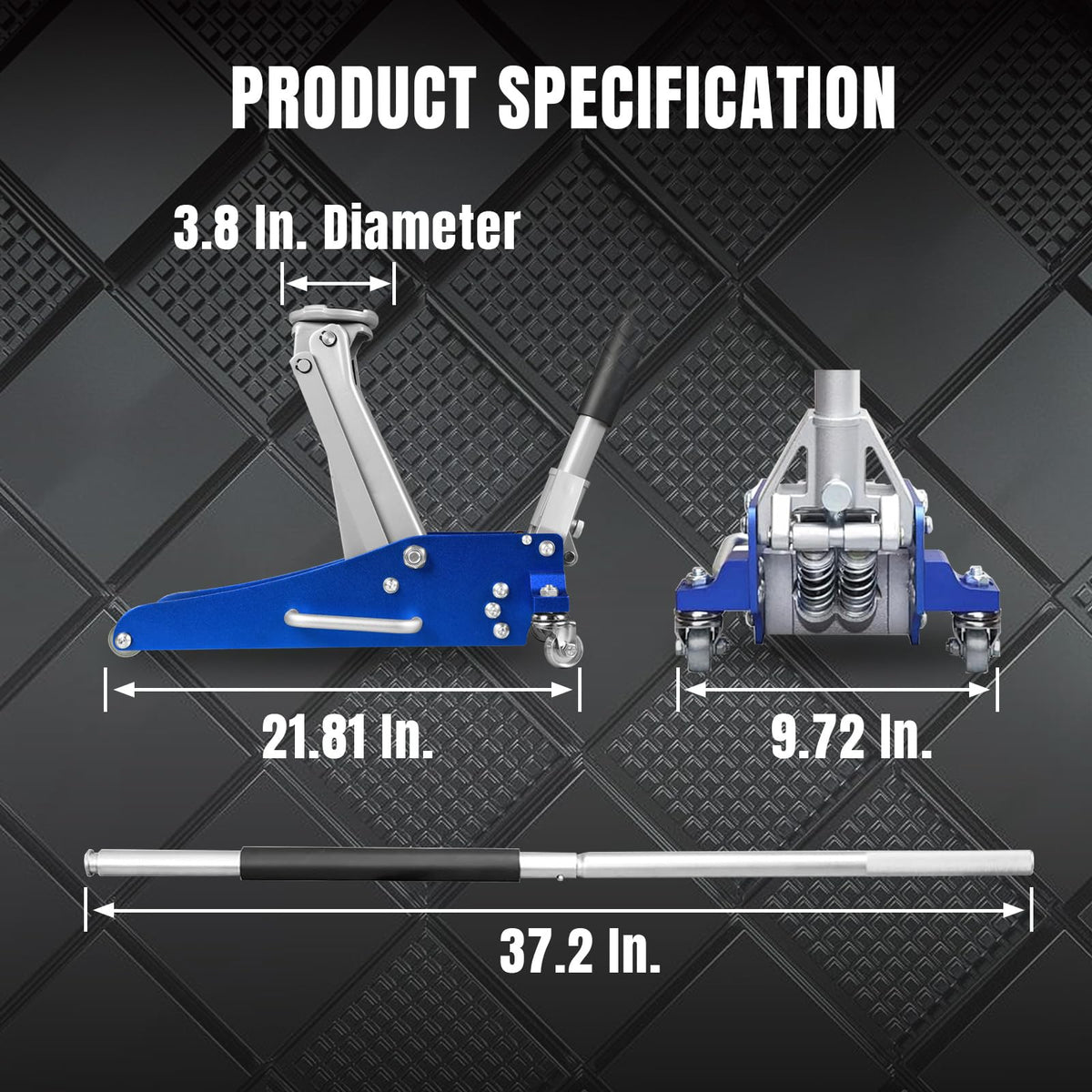 Blue 1.5 Ton Low Profile Aluminum Steel Racing Floor Jack R59263