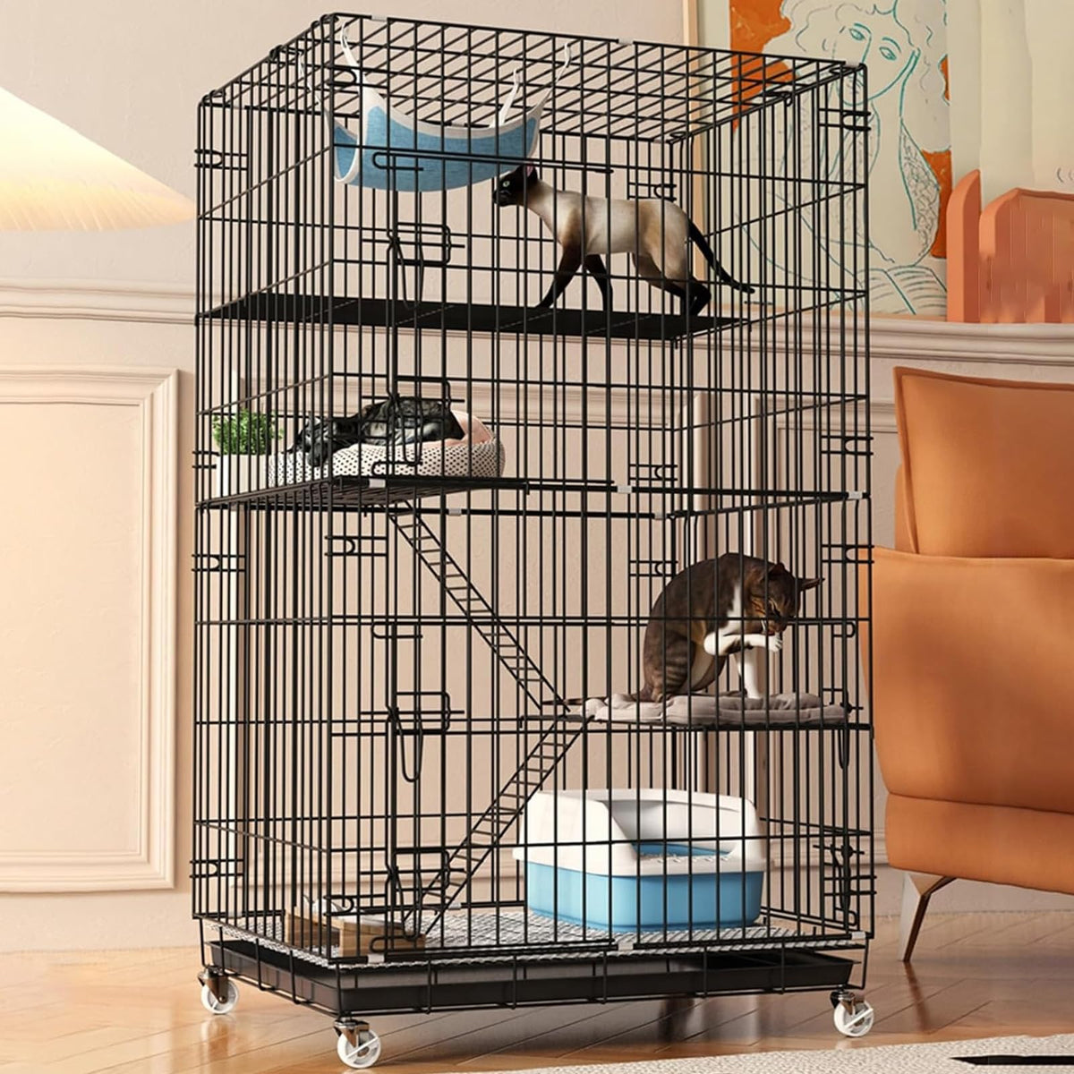4-Tier Cat Cage with Wheels V315