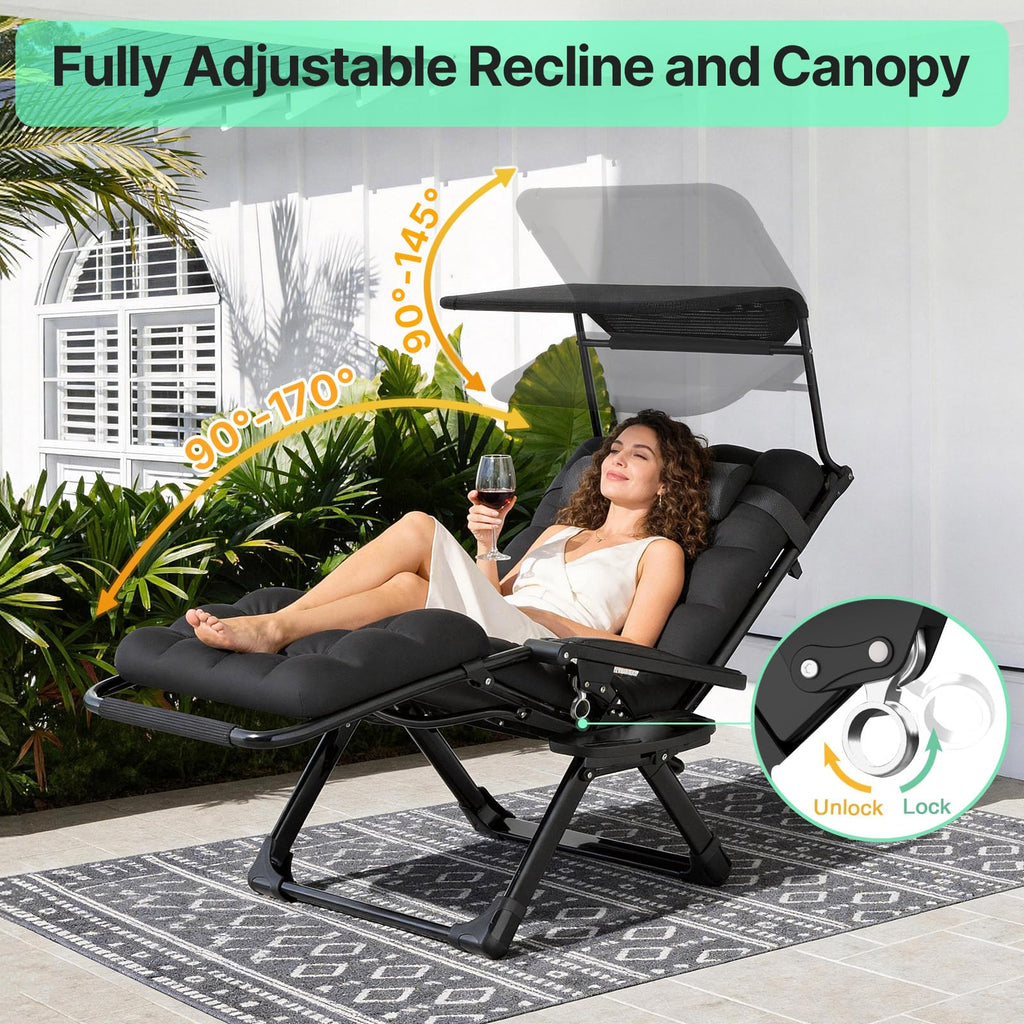 Zero Gravity Reclining Camping Chair with Canopy I290