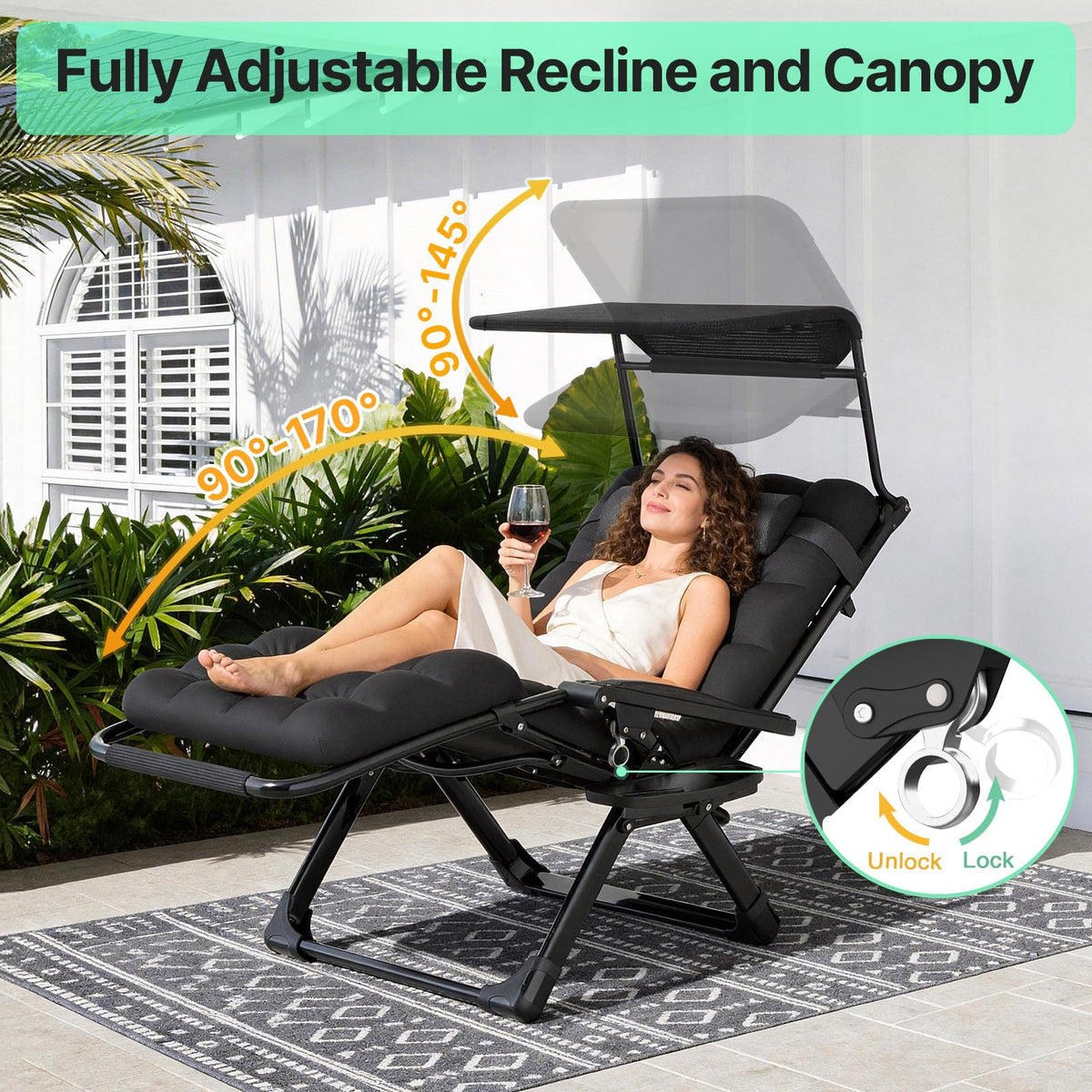 Zero Gravity Reclining Camping Chair with Canopy I290