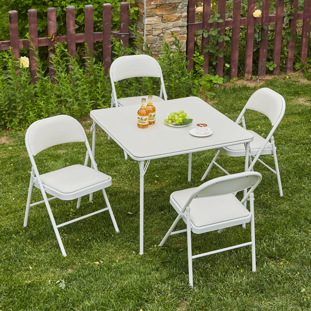 Square Folding Table with Collapsible Legs White Q118132