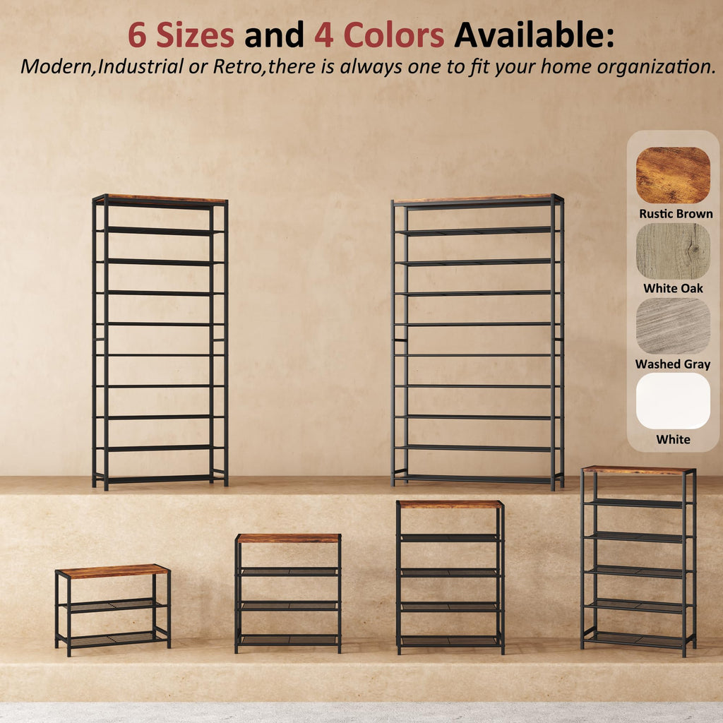 3-Tier Narrow Shoe Rack with Metal Shelves C520506