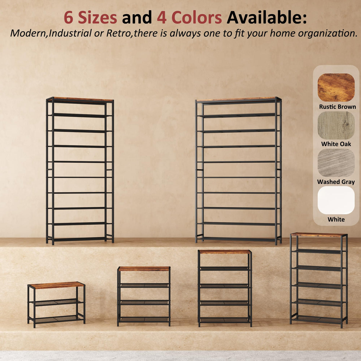 3-Tier Narrow Shoe Rack with Metal Shelves C520506