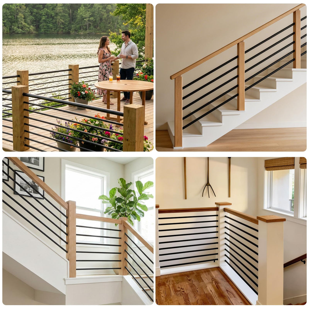 5 Pack 6 FT Aluminum Stair Balusters Matte Black T6912