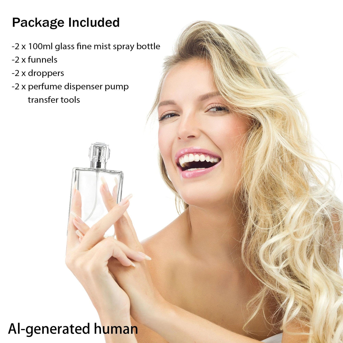 2 Pack 100ml Refillable Glass Spray Bottles S87676