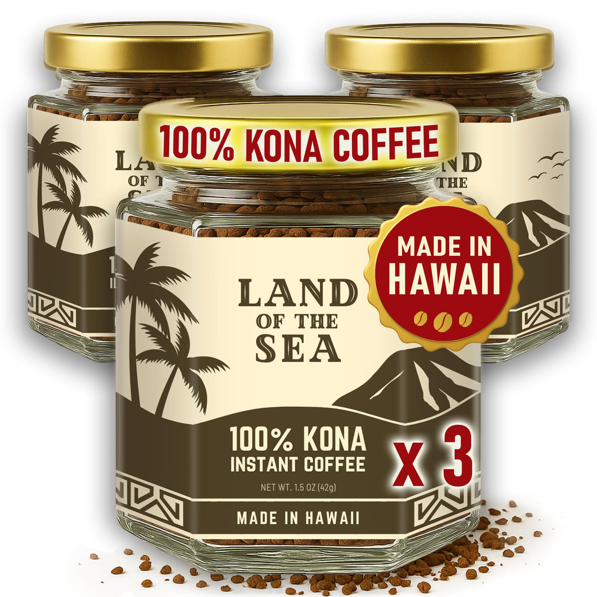 Hawaiian Instant Coffee 3 Packs Medium Roast Freeze Dried Arabica K94453