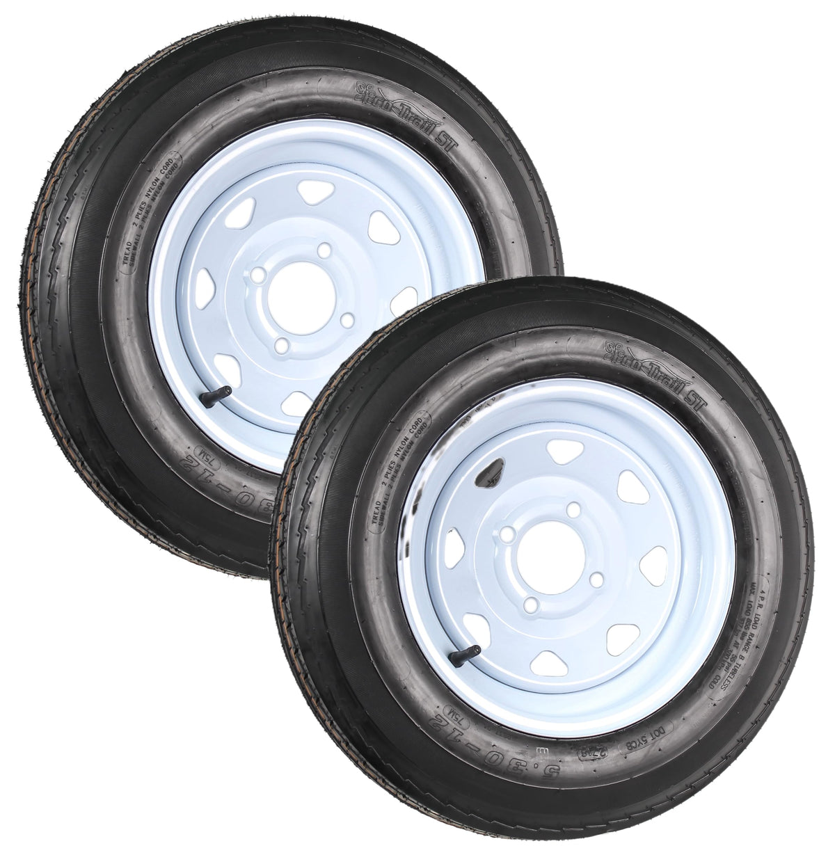 2-Pack Trailer Tire Rim Assembly 12 Inch 4 Lug W151