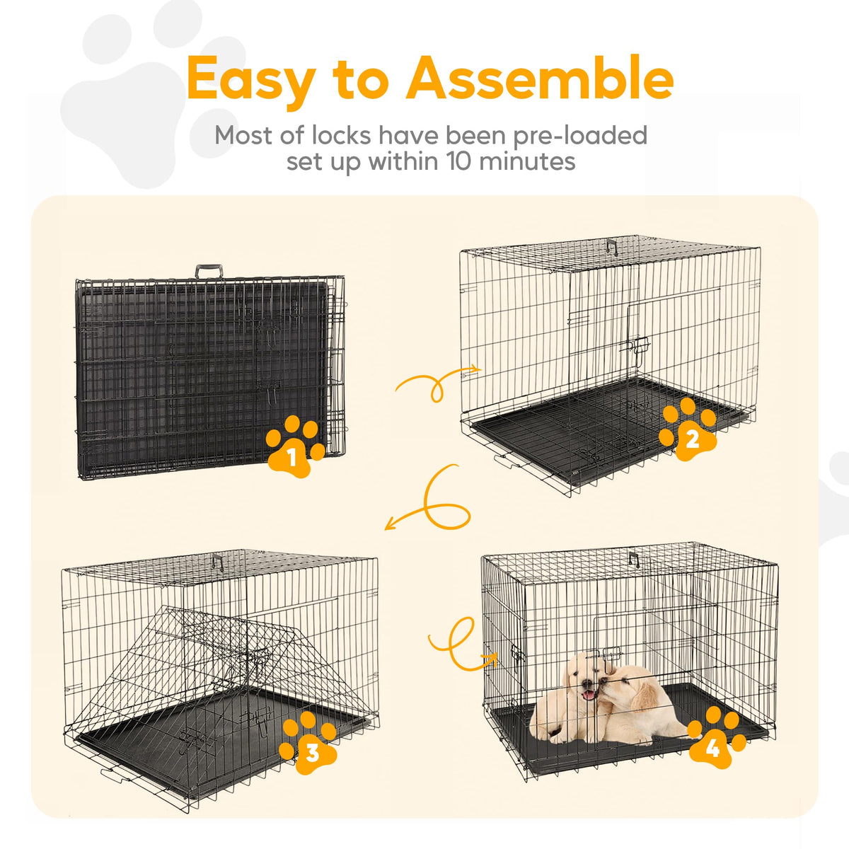 48 Inch Double Door Folding Metal Dog Crate with Divider Q260