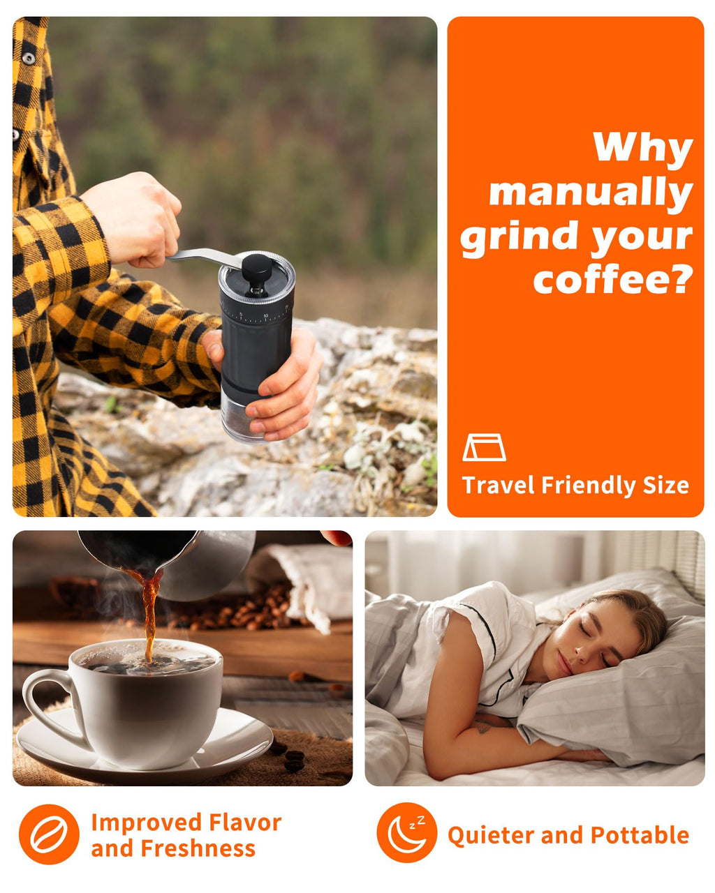 Manual Ceramics Burr Coffee Grinder with 40 Adjustable Settings J43785