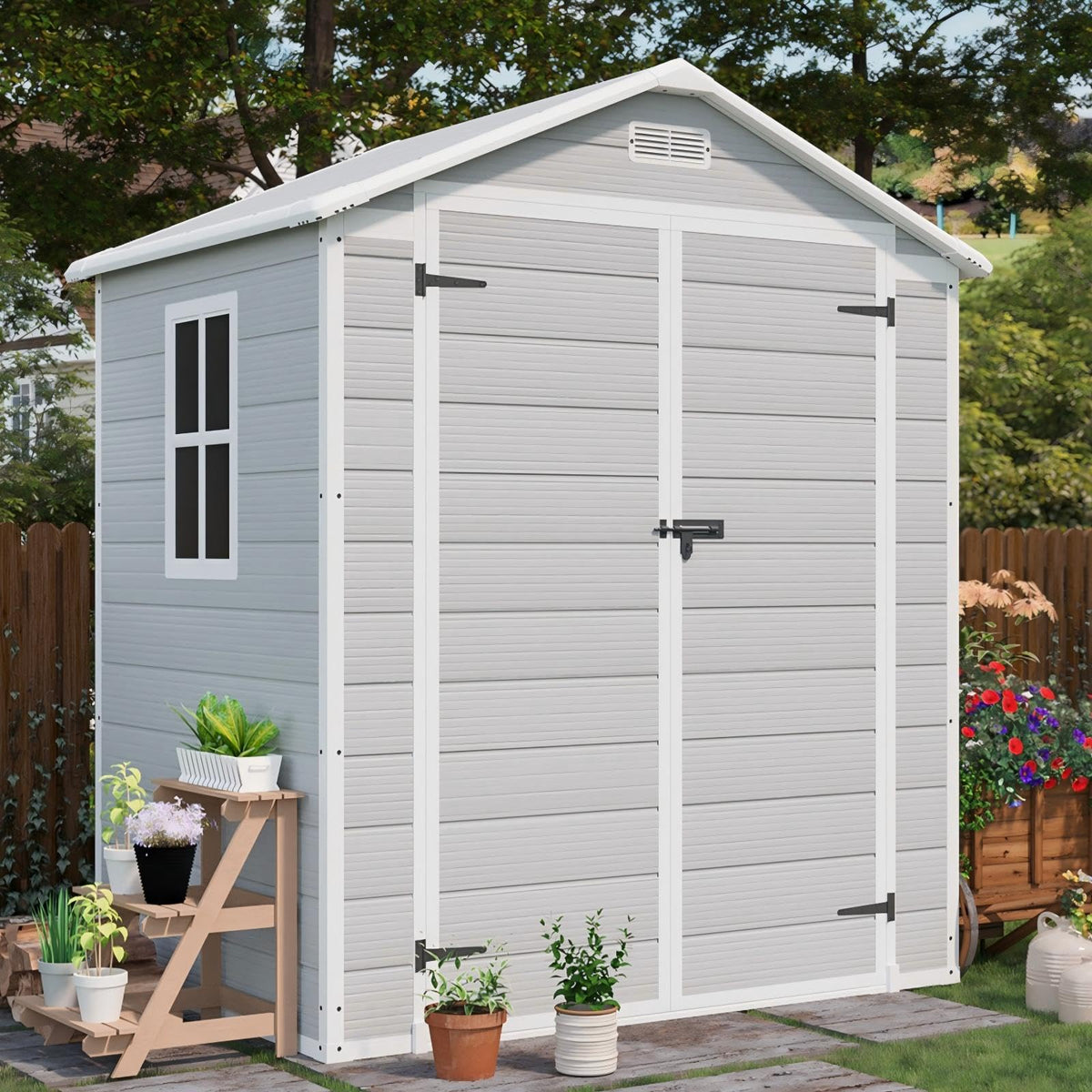 6x4 FT Resin Outdoor Storage Shed with Floor O2492