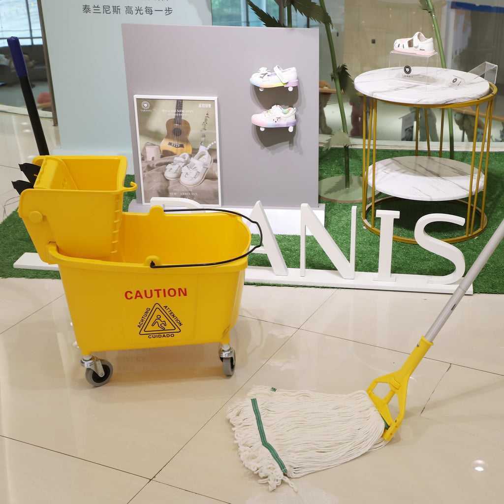 Commercial Mop Bucket with Side Press Wringer on Wheels Z919273