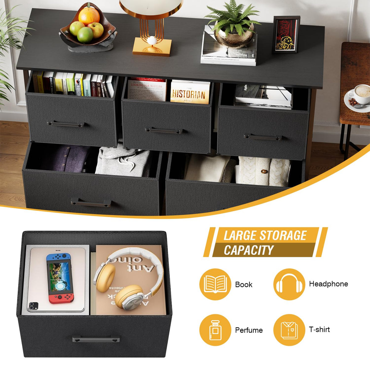 5 Drawer Fabric Dresser U585