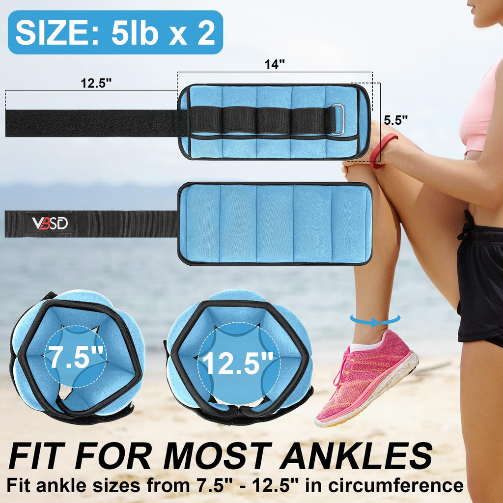 Adjustable Ankle Weights 10lb 1 Pair Blue W1853