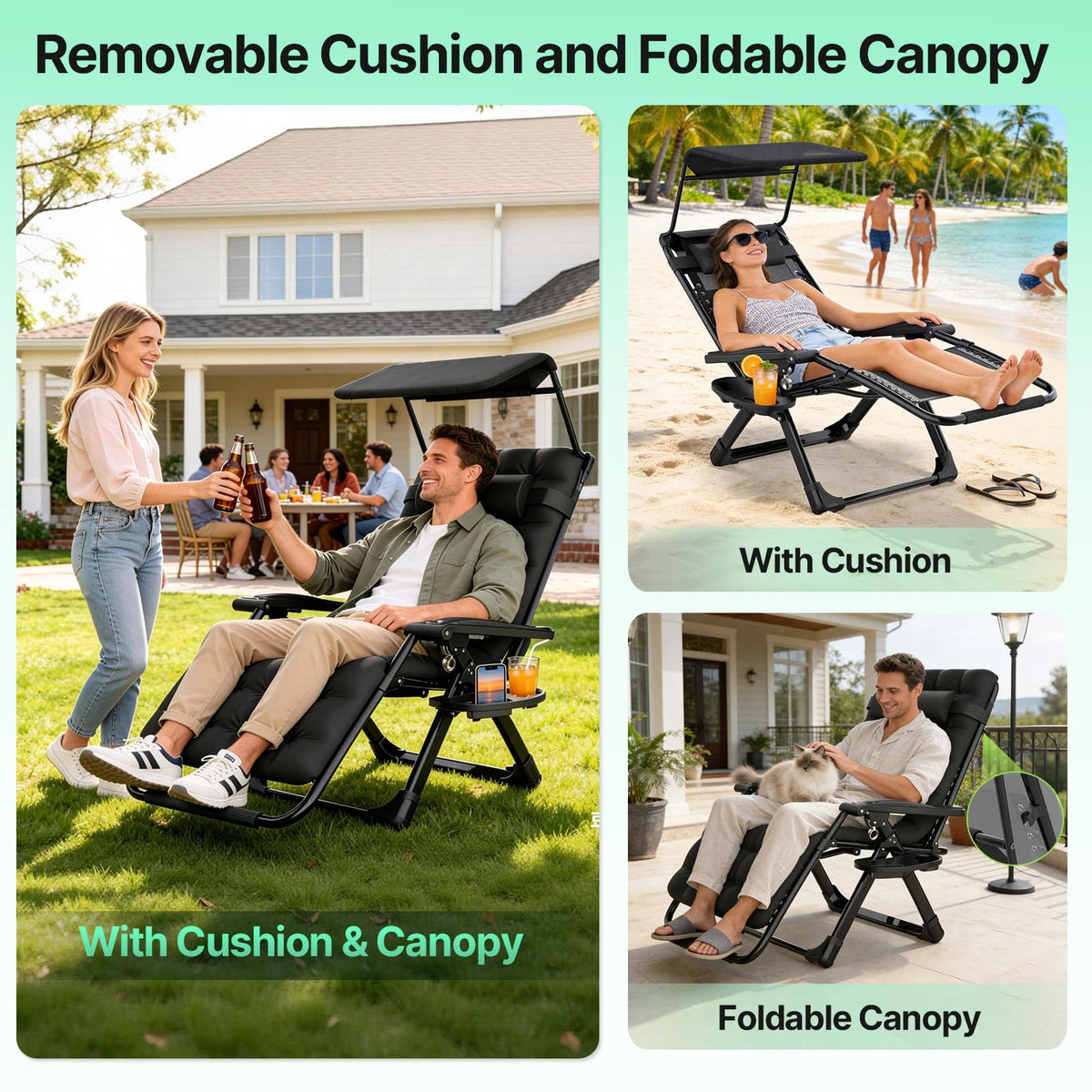 Zero Gravity Reclining Camping Chair with Canopy I290