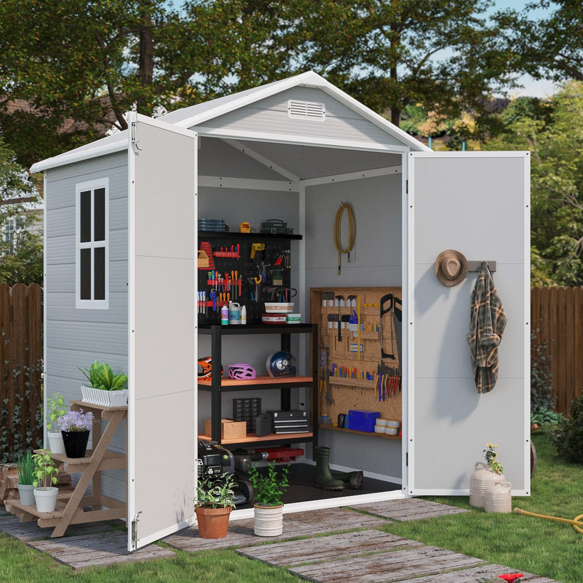 6x4 FT Resin Outdoor Storage Shed with Floor O2492
