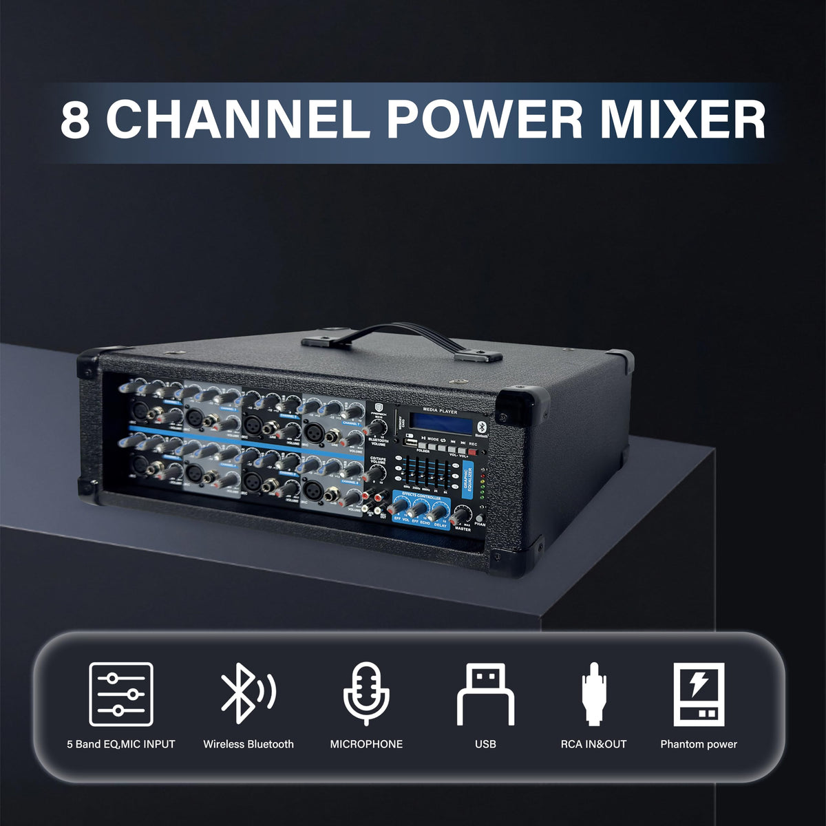 2400W Bluetooth PA Speaker System with Powered Mixer and Passive Speakers N9646