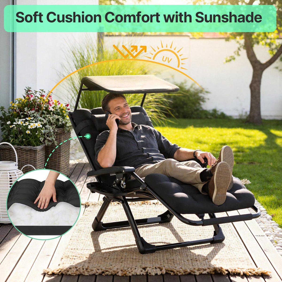 Zero Gravity Reclining Camping Chair with Canopy I290