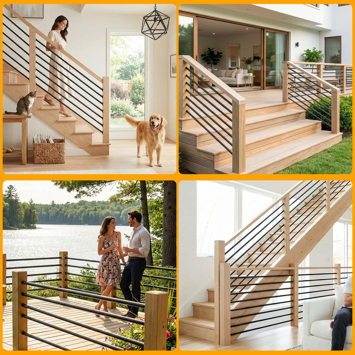 5 Pack 6 FT Aluminum Stair Balusters Matte Black T6912
